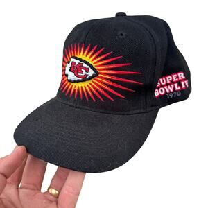 Vintage Kansas City Chiefs Annco 1970 Super Bowl Champs Strapback Black Hat Cap